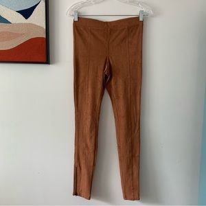 EXPRESS Faux Suede XS Brown Leggings With Zipper